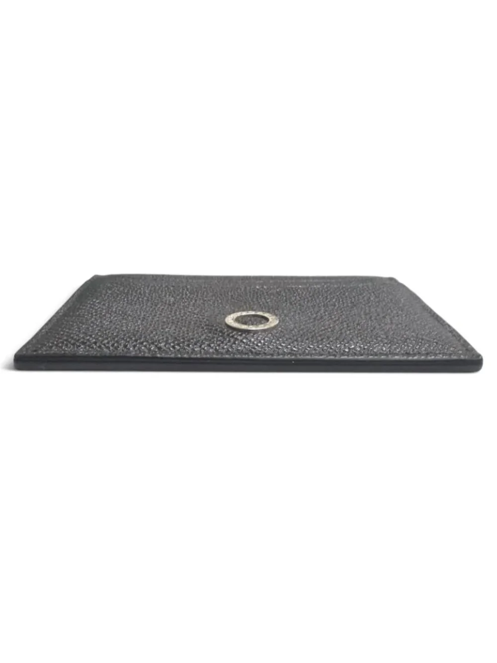 Bvlgari Gray Leather Business Card Case Black Silver